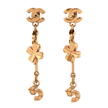 Chanel CC No.5 Clover Drop Earrings Metal