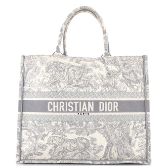 Christian Dior Book Tote Embroidered Canvas Large
