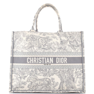 Christian Dior Book Tote Embroidered Canvas Large