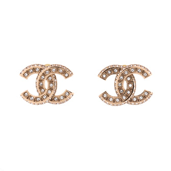 Chanel CC Stud Earrings Metal with Crystals