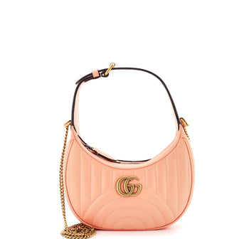 Gucci GG Marmont Half Moon Hobo Matelasse Leather Mini