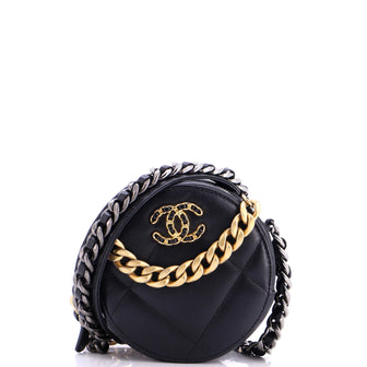 Chanel 19 Round Clutch with Chain Quilted Leather