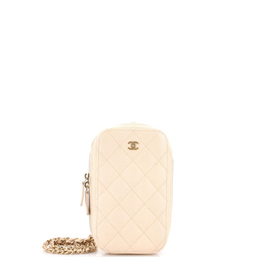 Chanel Zip Around Phone Case with Chain Quilted Caviar