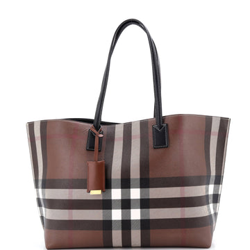 Burberry Open Tote Check E-Canvas Large