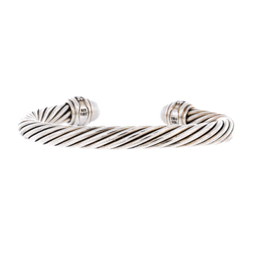 David Yurman Cable Classic Crossover Bracelet Sterling Silver with Diamonds and Pearls 7mm