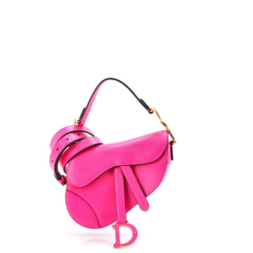 Christian Dior Saddle Handbag with Strap Leather Mini