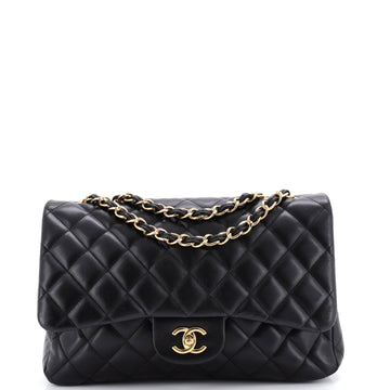 Chanel Vintage Classic Single Flap Bag Quilted Lambskin Jumbo