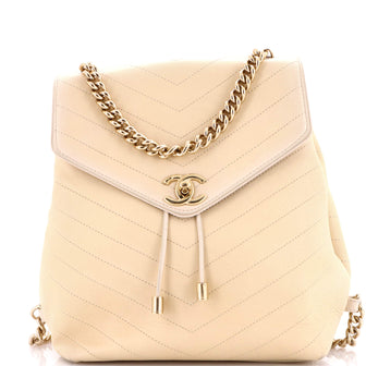 Chanel Coco Chevron Backpack Stitched Calfskin Small