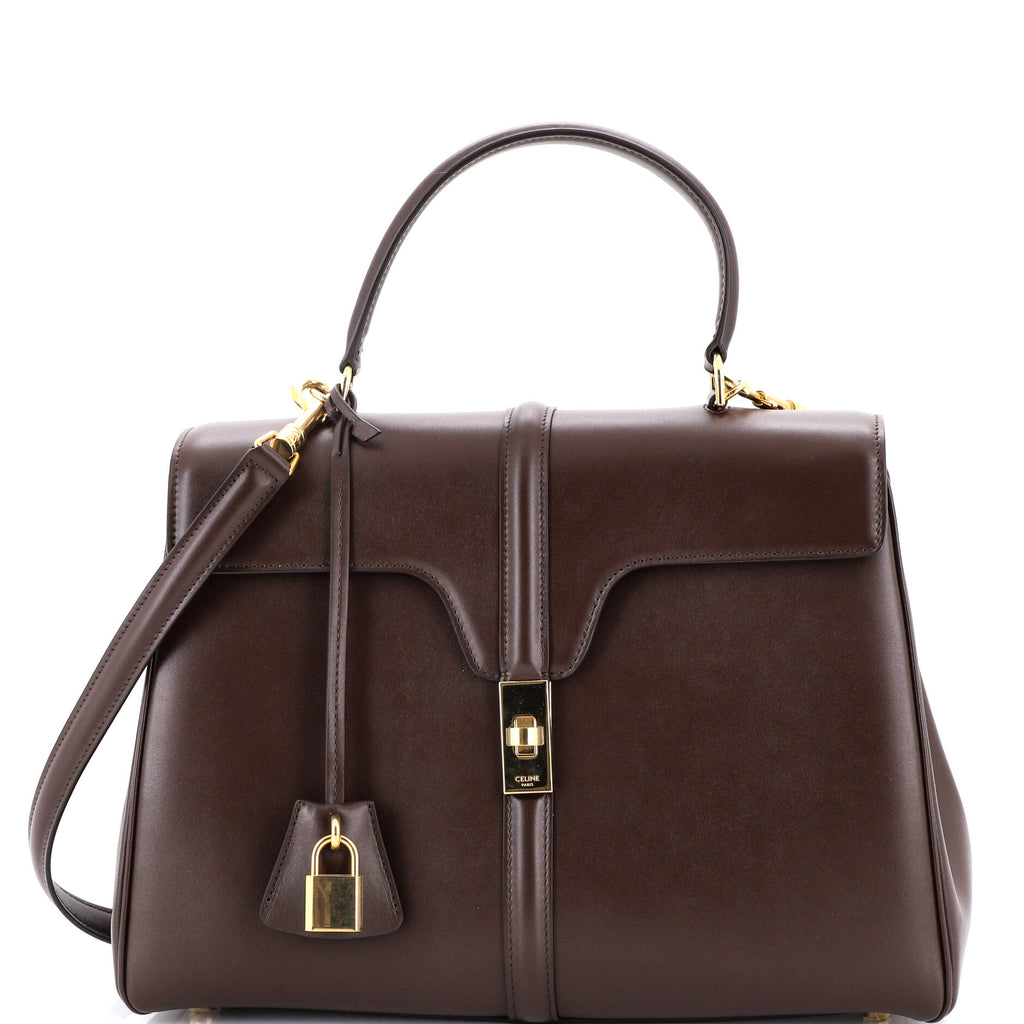 Celine 16 Top Handle Bag Smooth Calfskin Medium Brown 3954162