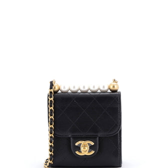 Chanel Chic Pearls Flap Clutch with Chain Quilted Goatskin Mini
