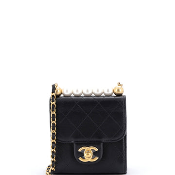 Chanel Chic Pearls Flap Clutch with Chain Quilted Goatskin Mini