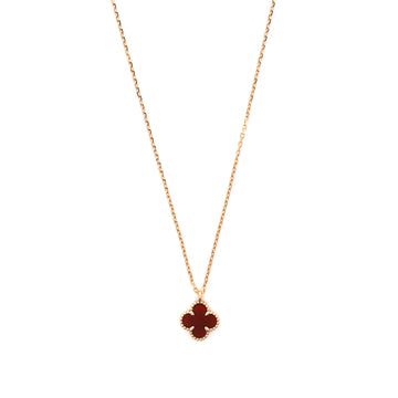 Van Cleef & Arpels Sweet Alhambra Pendant Necklace 18K Rose Gold and Carnelian