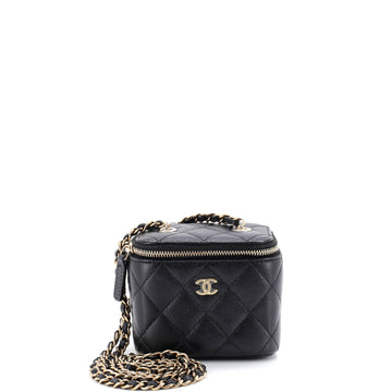 Chanel Classic Vanity Case with Chain Quilted Caviar Mini