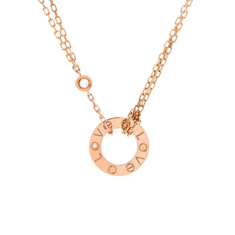 Cartier 2 Diamonds Love Pendant Necklace 18K Rose Gold and Diamonds