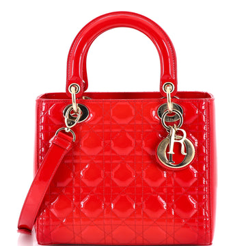 Christian Dior Lady Dior Bag Cannage Quilt Patent Medium