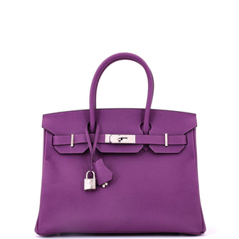 Hermes Birkin Handbag Purple Epsom with Palladium Hardware 30