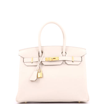 Hermes Birkin Handbag Light Togo with Gold Hardware 30