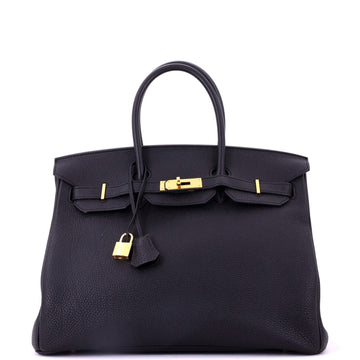 Hermes Birkin Handbag Black Togo with Gold Hardware 35