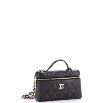 Chanel Trendy Handle Slim Vanity Case with Chain Quilted Caviar
