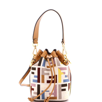 Fendi Mon Tresor Bucket Bag Zucca Embroidered Canvas Mini