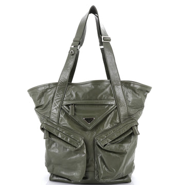 Prada Triple Front Pocket Tote Leather Tall
