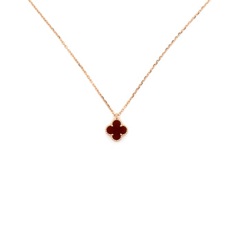 Van Cleef & Arpels Sweet Alhambra Pendant Necklace 18K Rose Gold and Carnelian