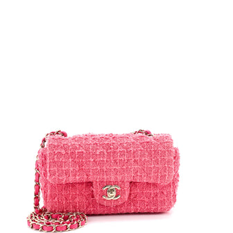 Chanel Classic Single Flap Bag Quilted Tweed Mini