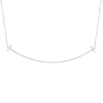 Tiffany & Co. T Smile Pendant Necklace 18K White Gold Large