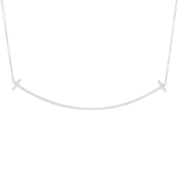 Tiffany & Co. T Smile Pendant Necklace 18K White Gold Large