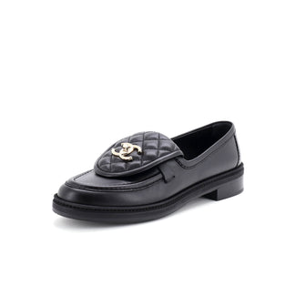 Chanel Women's CC Loafers Quilted Leather