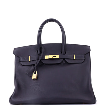 Hermes Birkin Handbag Blue Togo with Gold Hardware 35