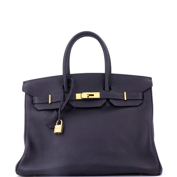 Hermes Birkin Handbag Blue Togo with Gold Hardware 35