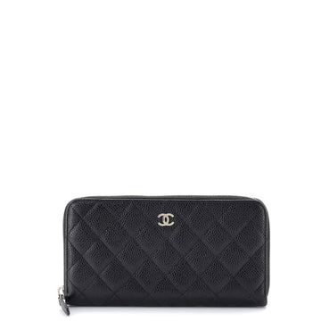 Chanel Zip Around Wallet Quilted Caviar Long