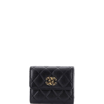 Chanel 19 Trifold Flap Wallet Quilted Lambskin Small