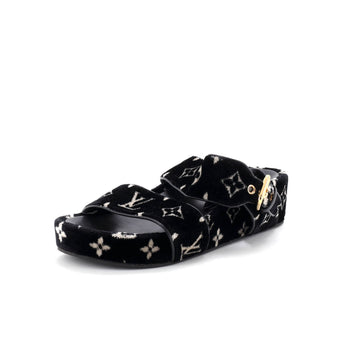 Louis Vuitton Women's Flatform Mule Sandals Monogram Velvet