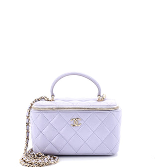 Chanel Classic Top Handle Vanity Case with Chain Quilted Lambskin Small