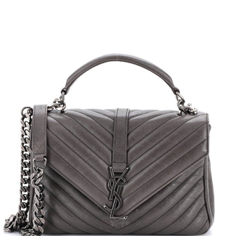 Saint Laurent Classic Monogram College Bag Matelasse Chevron Leather Medium