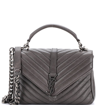 Saint Laurent Classic Monogram College Bag Matelasse Chevron Leather Medium