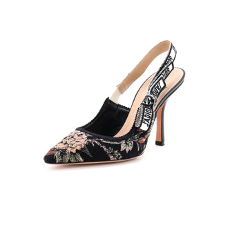 Christian Dior Women's J'Adior Slingback Pumps Embroidered Fabric 100