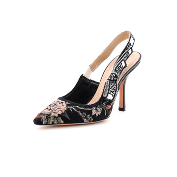 Christian Dior Women's J'Adior Slingback Pumps Embroidered Fabric 100
