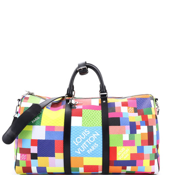 Louis Vuitton Keepall Bandouliere Bag Limited Edition Multicolor Damier Graphite 3D 50
