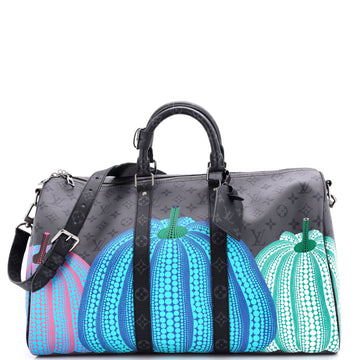 Louis Vuitton Keepall Bandouliere Bag Yayoi Kusama Pumpkins Reverse Monogram Eclipse Canvas 45