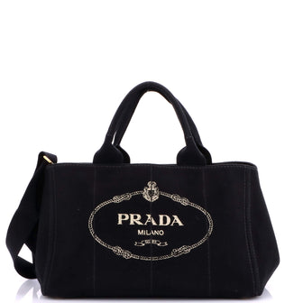 Prada Canapa Convertible Tote Canvas Medium