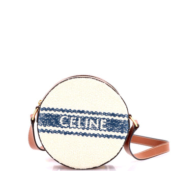 Celine Plein Soleil Round Purse on Strap Canvas with Leather