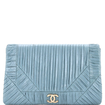 Chanel Coco Pleats Flap Clutch Pleated Crumpled Calfskin Small