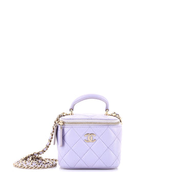 Chanel Classic Top Handle Vanity Case with Chain Quilted Lambskin Mini
