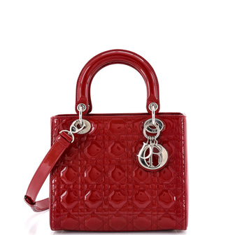 Christian Dior Lady Dior Bag Cannage Quilt Patent Medium
