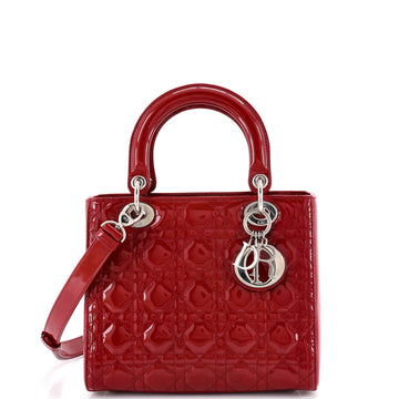 Christian Dior Lady Dior Bag Cannage Quilt Patent Medium