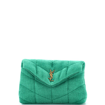 Saint Laurent LouLou Puffer Clutch Quilted Vintage Denim Small