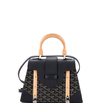 Goyard Saigon Top Handle Bag Coated Canvas with Leather PM